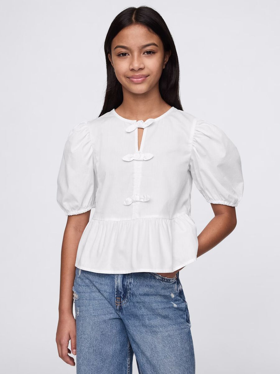 White shirt in cotton with bows_0