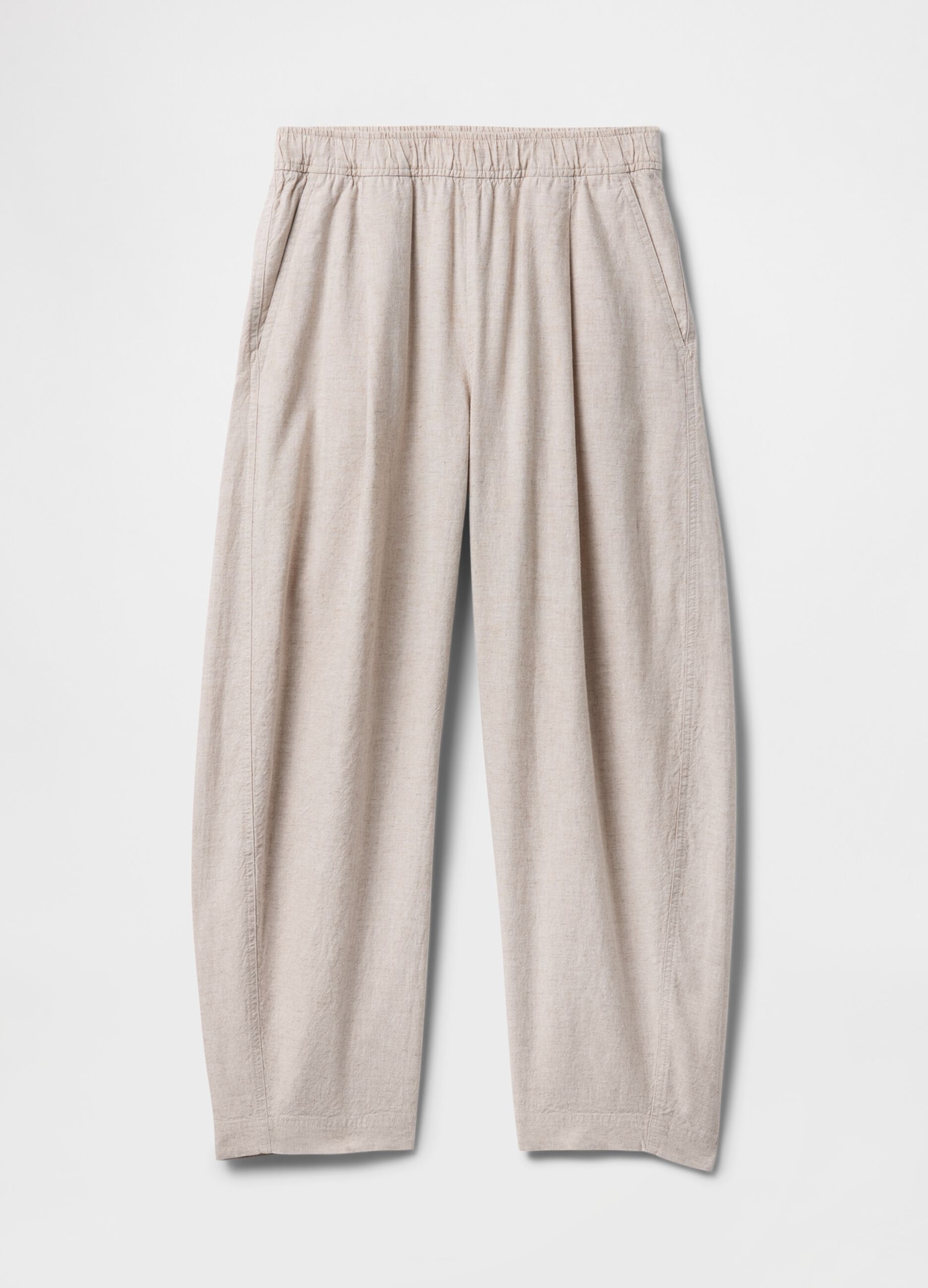 Beige wide trousers in linen and viscose