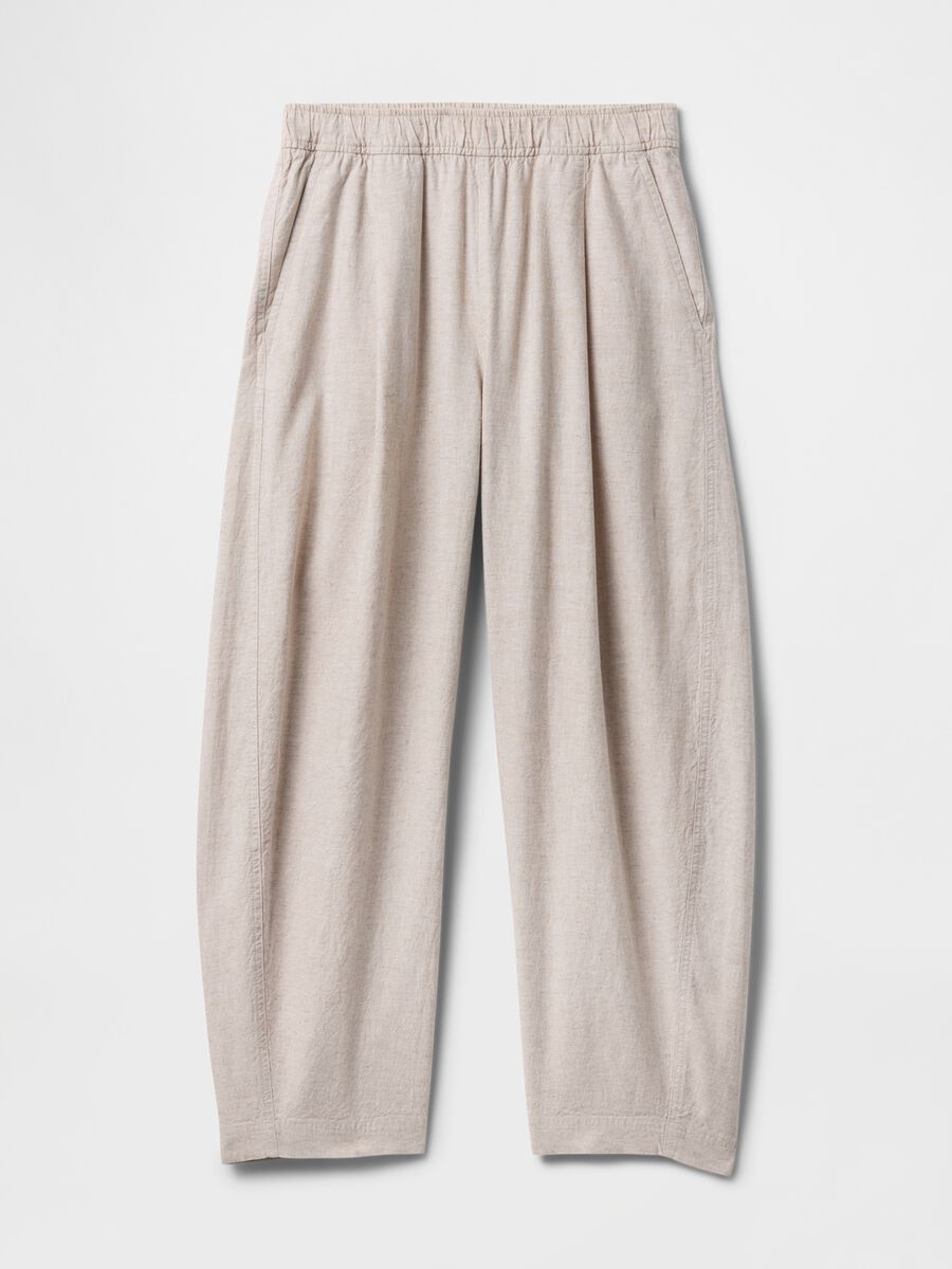 Beige wide trousers in linen and viscose_6