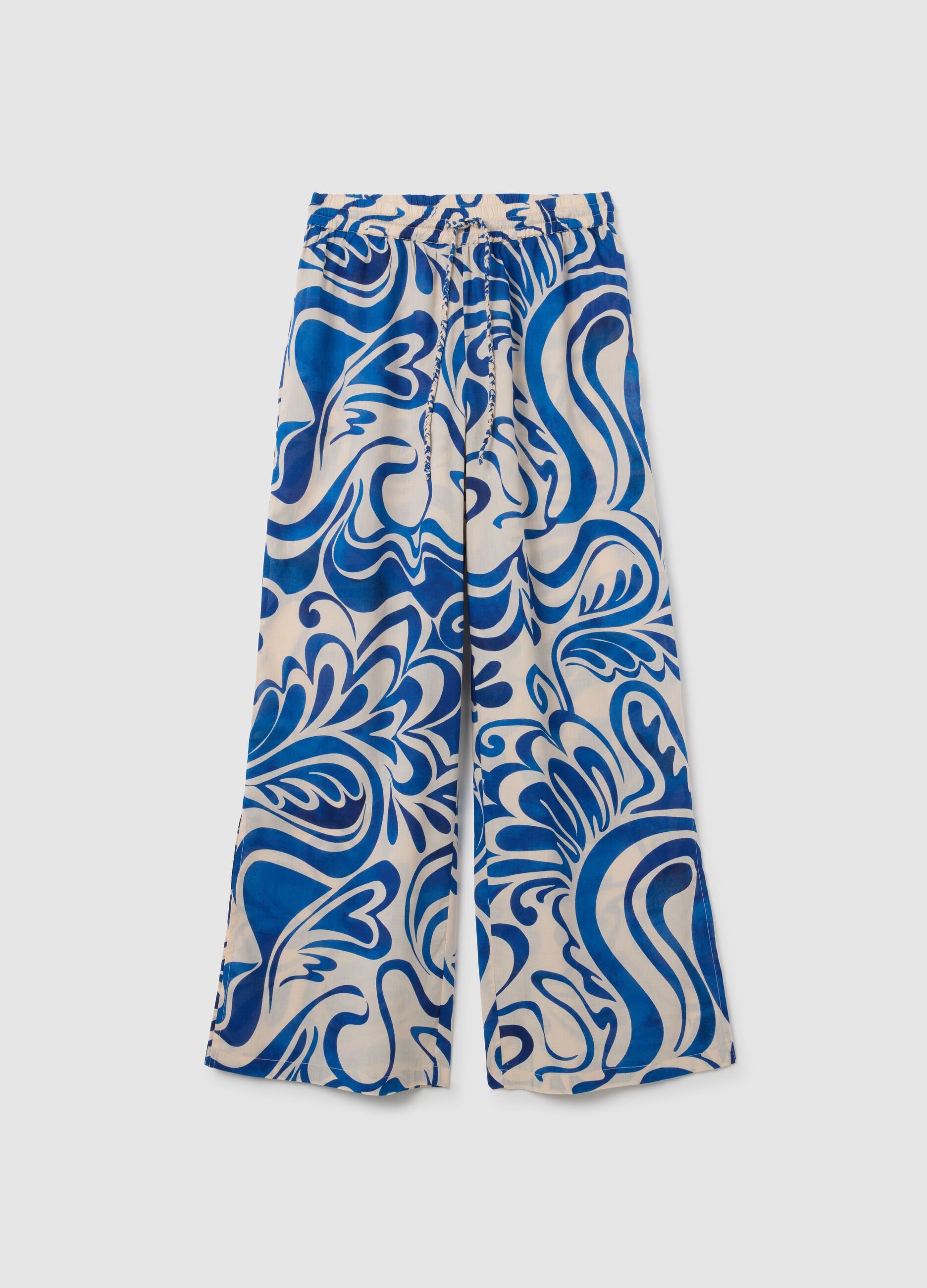 Women's Multicolour Palazzo Trousers in Pure Cotton