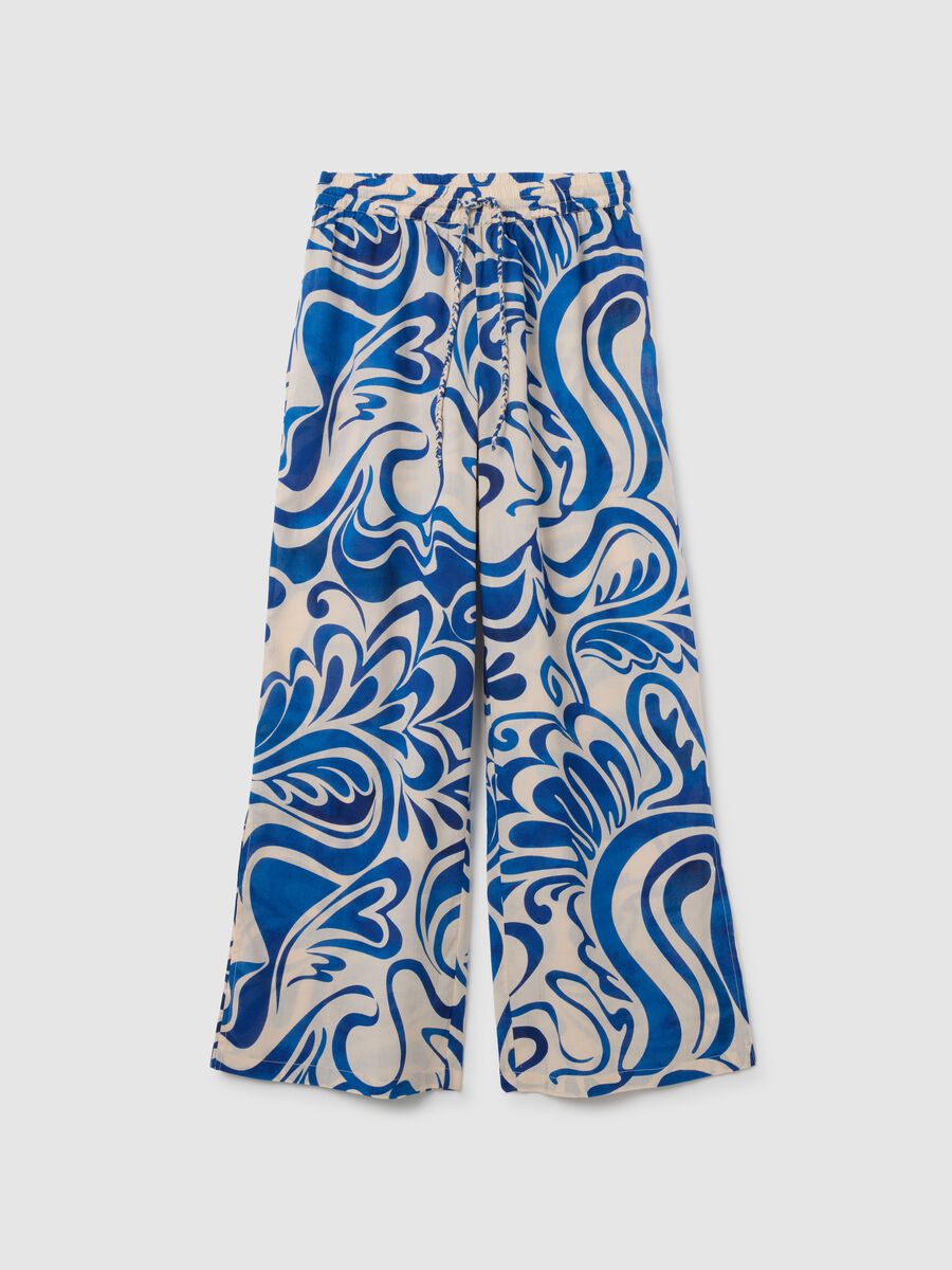 Women's Multicolour Palazzo Trousers in Pure Cotton_4