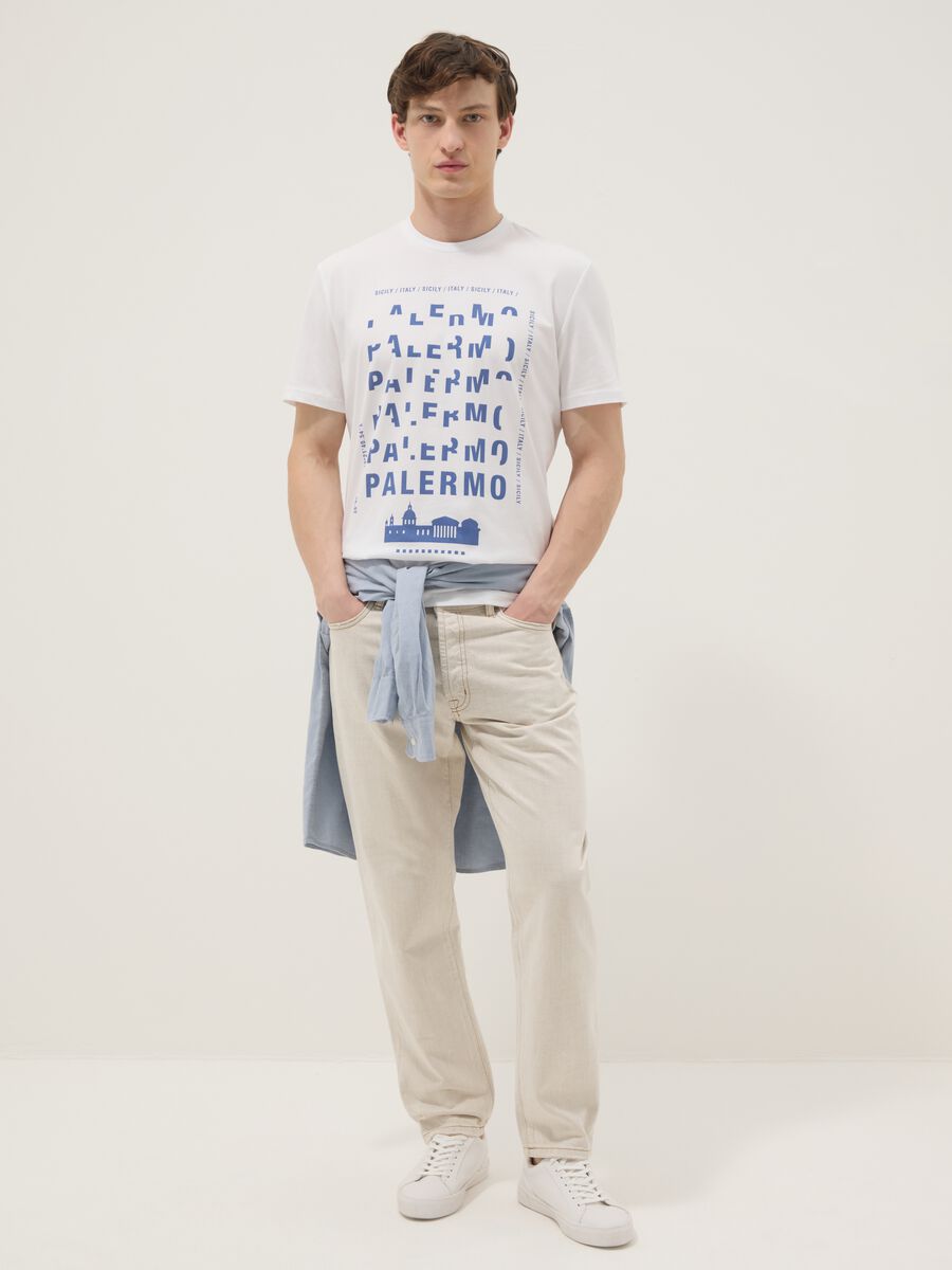 White pure cotton graphic T-shirt, regular fit_1