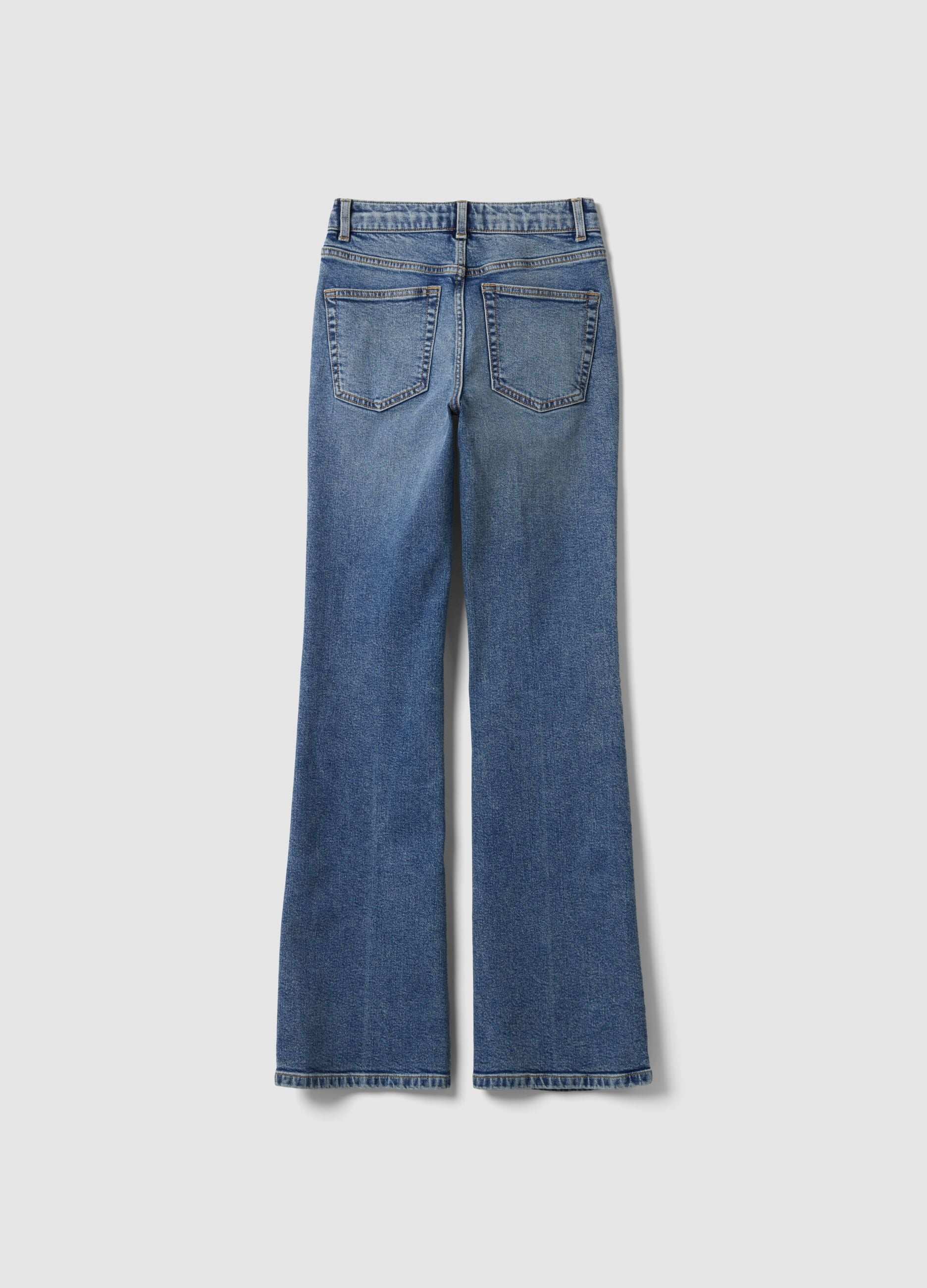 Light Blue Stretch Cotton Bootcut Jeans