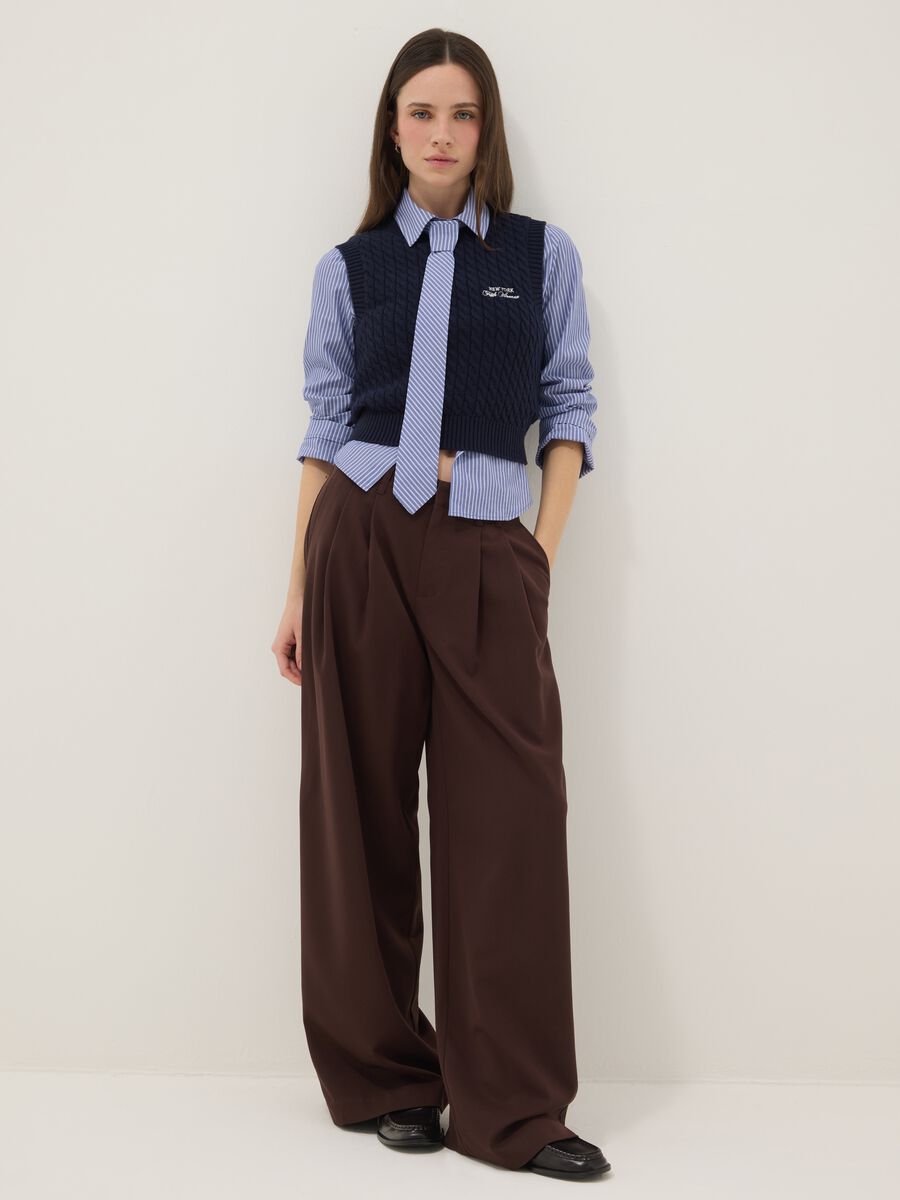 Blue pure cotton gilet regular fit with cable design_2