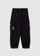 Black French Terry Cotton Trousers for Boys_0