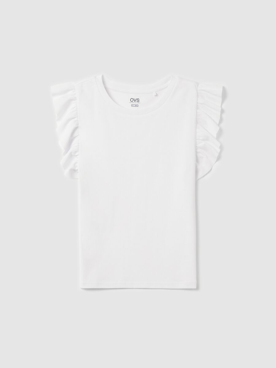 White cotton T-shirt with ruffles_4