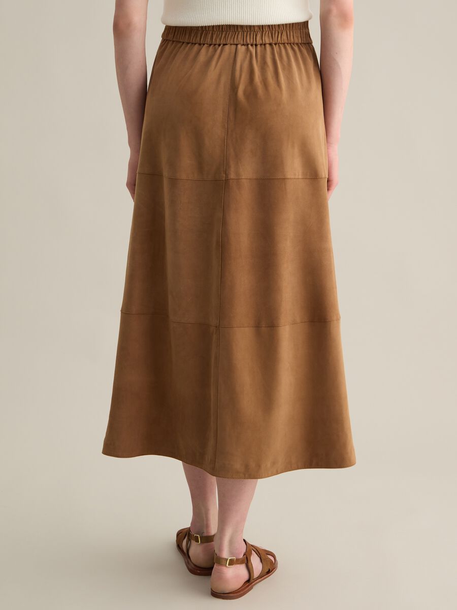 Brown Midi Skirt in Real Leather_3