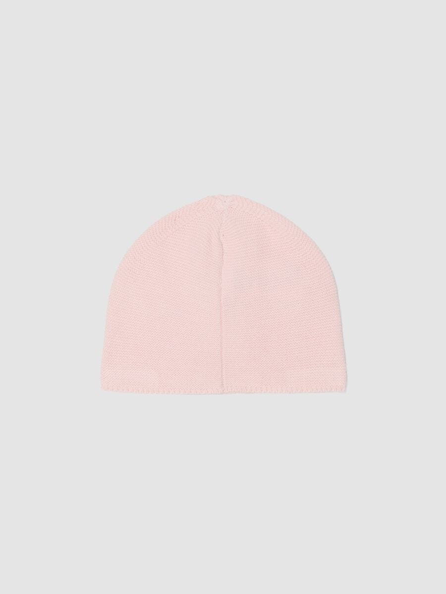 Pink pure organic cotton knitted hat for baby girl_1