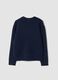 Maglione blu navy girocollo con ricamo lettering_1
