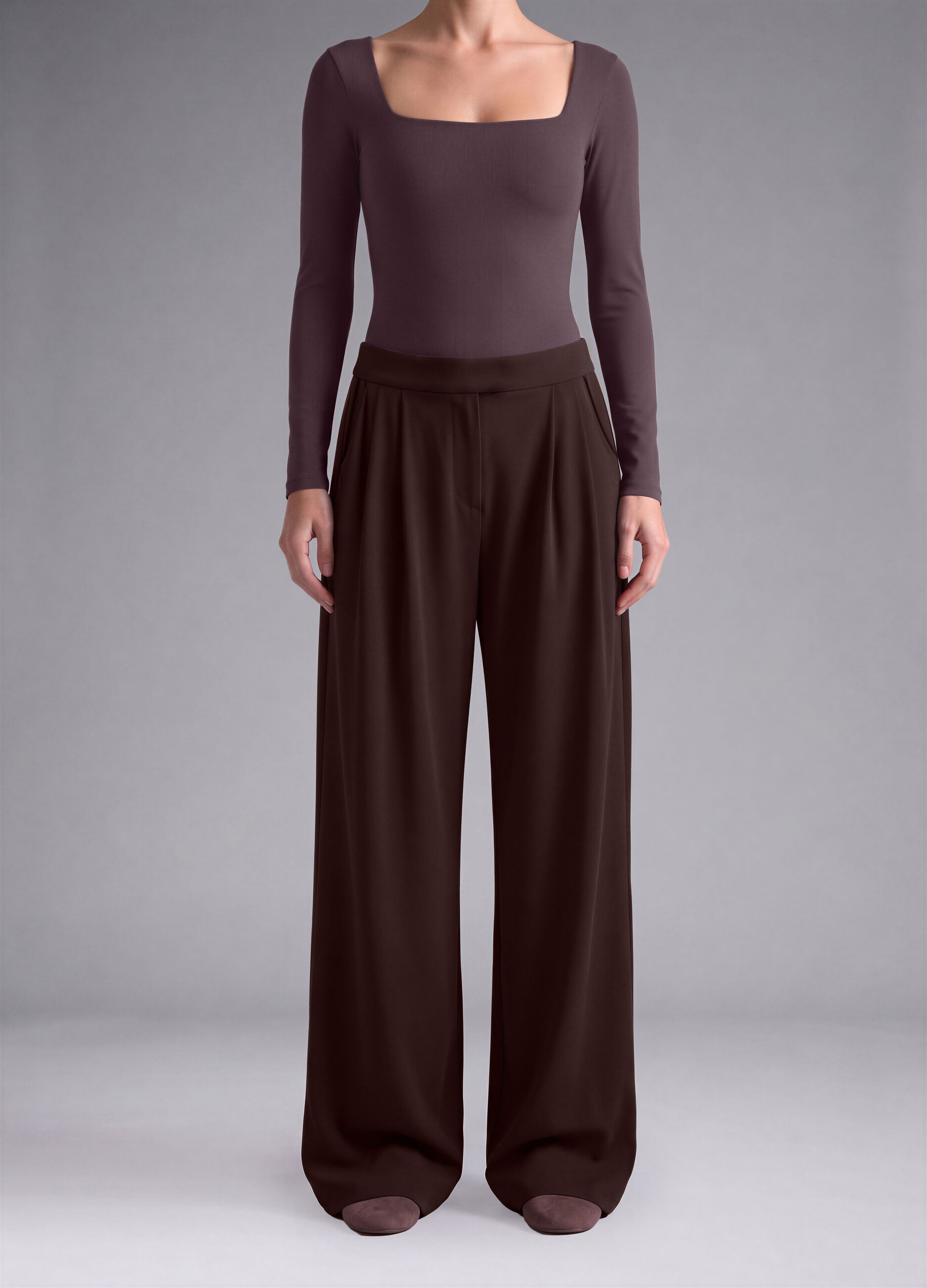Pantaloni Easy Dry marroni in tessuto elasticizzato wide leg ALTAVIA STUDIO