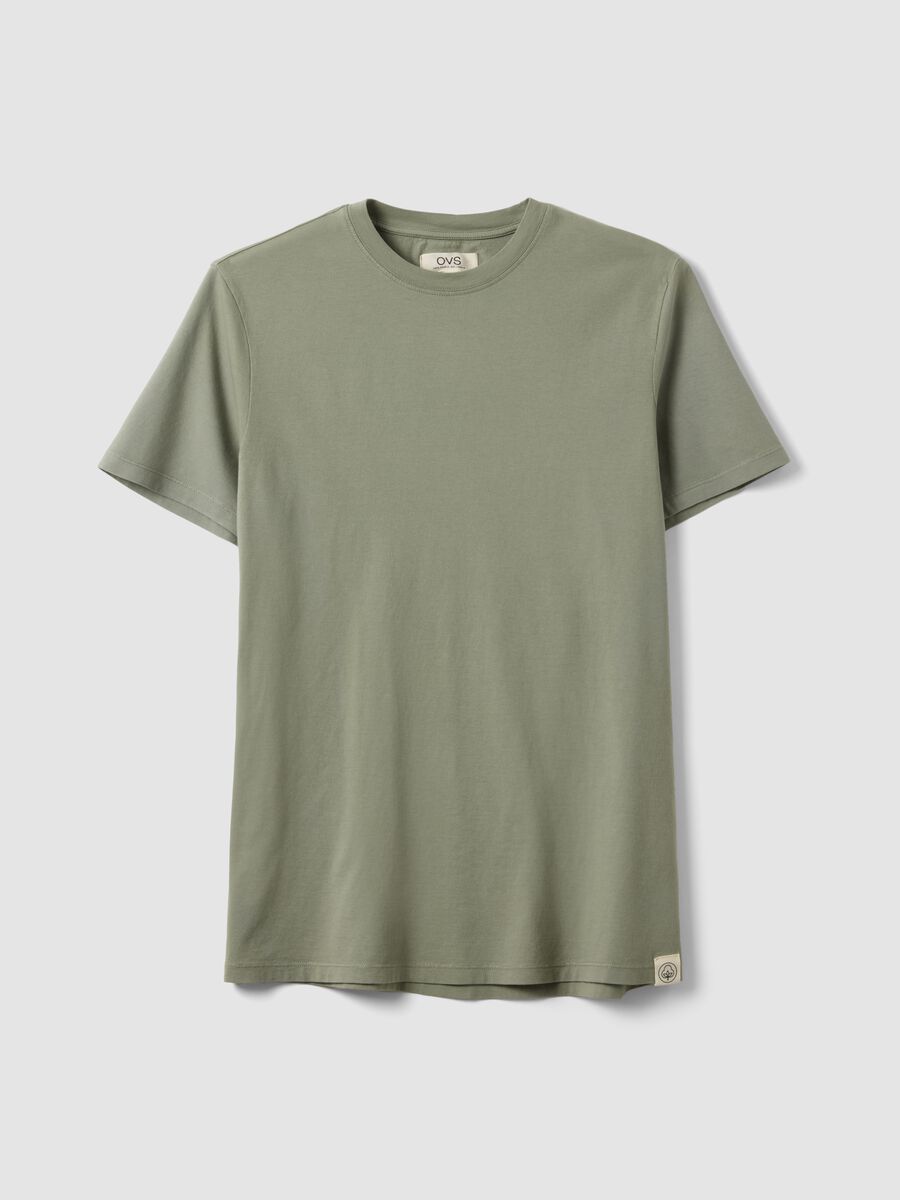 Green pure cotton regular-fit short-sleeve T-shirt_0