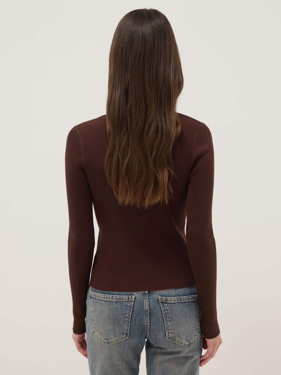 Cardigan in misto viscosa marrone vestibilit&agrave; fitted_3