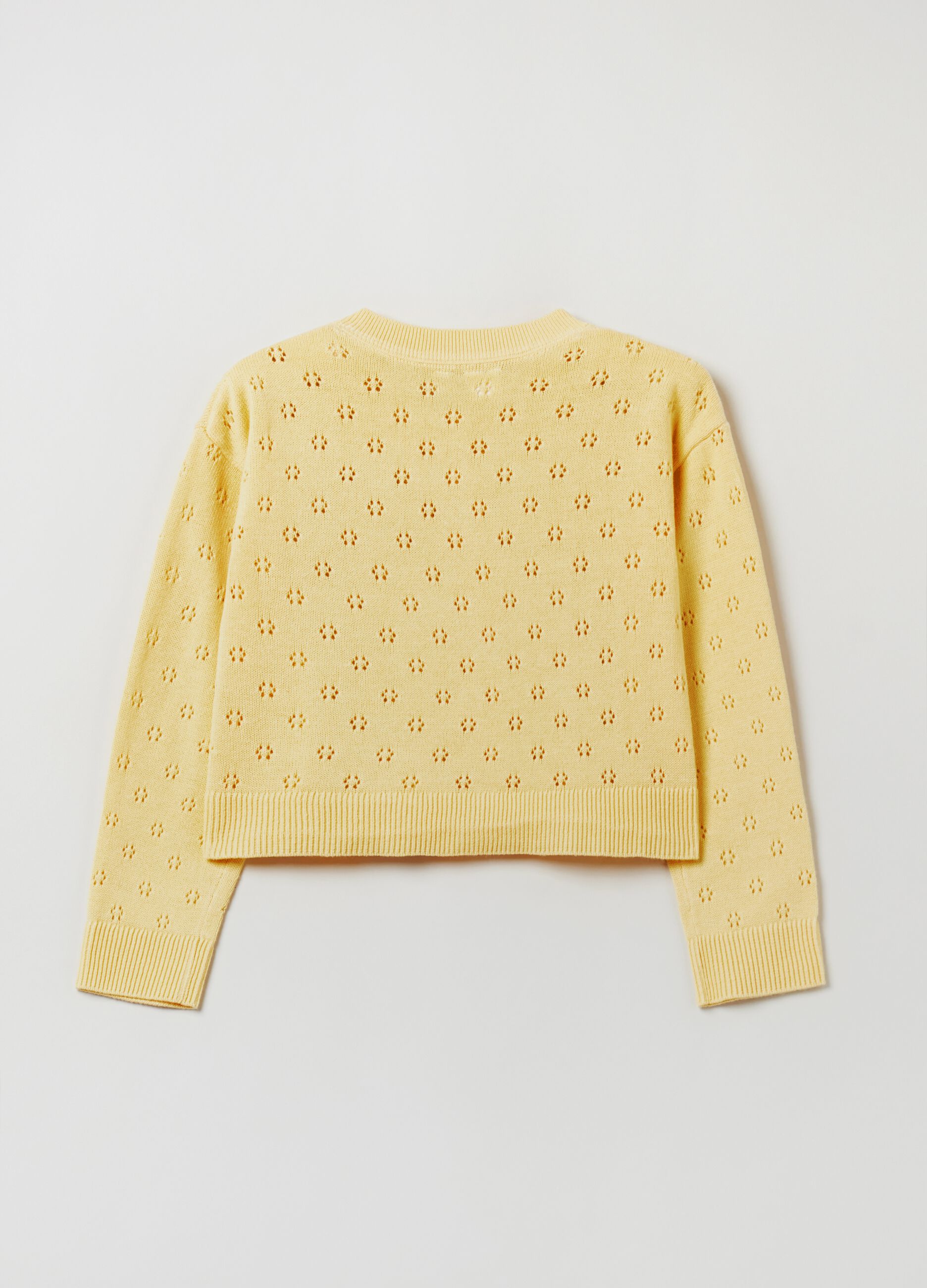 Cardigan in cotone con lavorazione pointelle_1