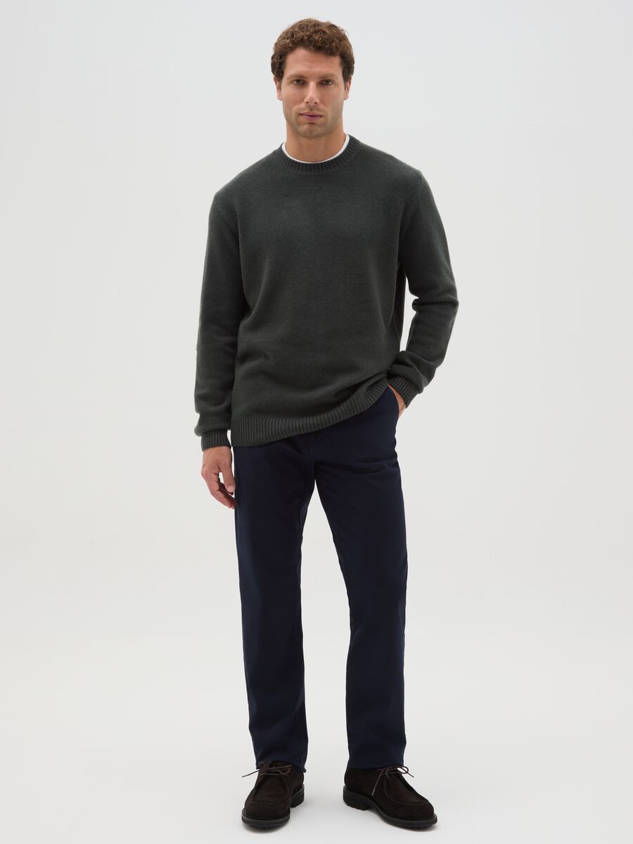 Maglione grigio blu in misto lana regular fit_1