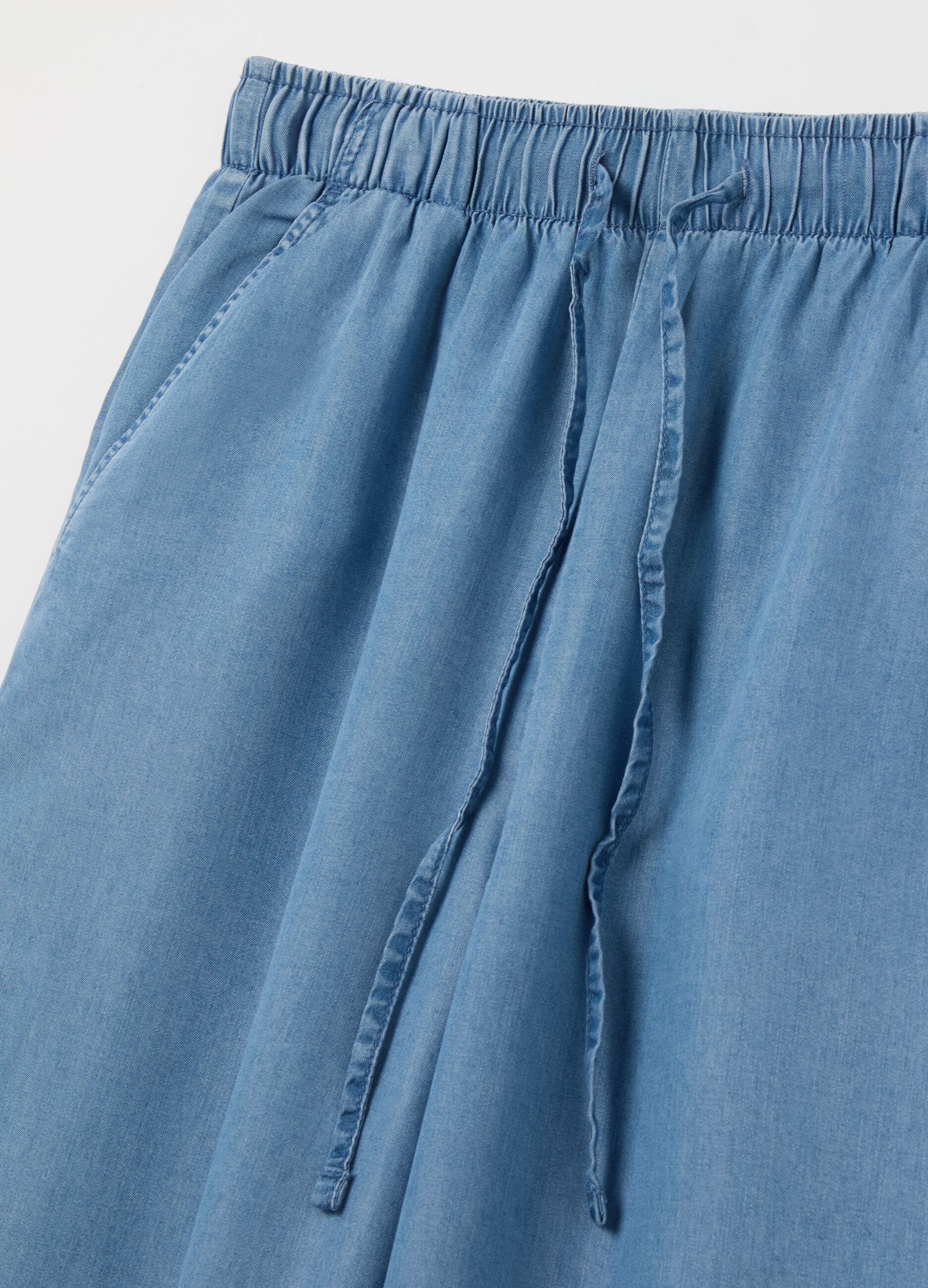 Denim-effect wide-leg fluid joggers