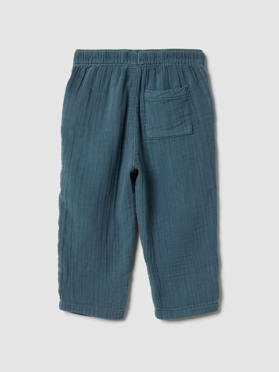 Blue pure cotton children's regular fit trousers_1