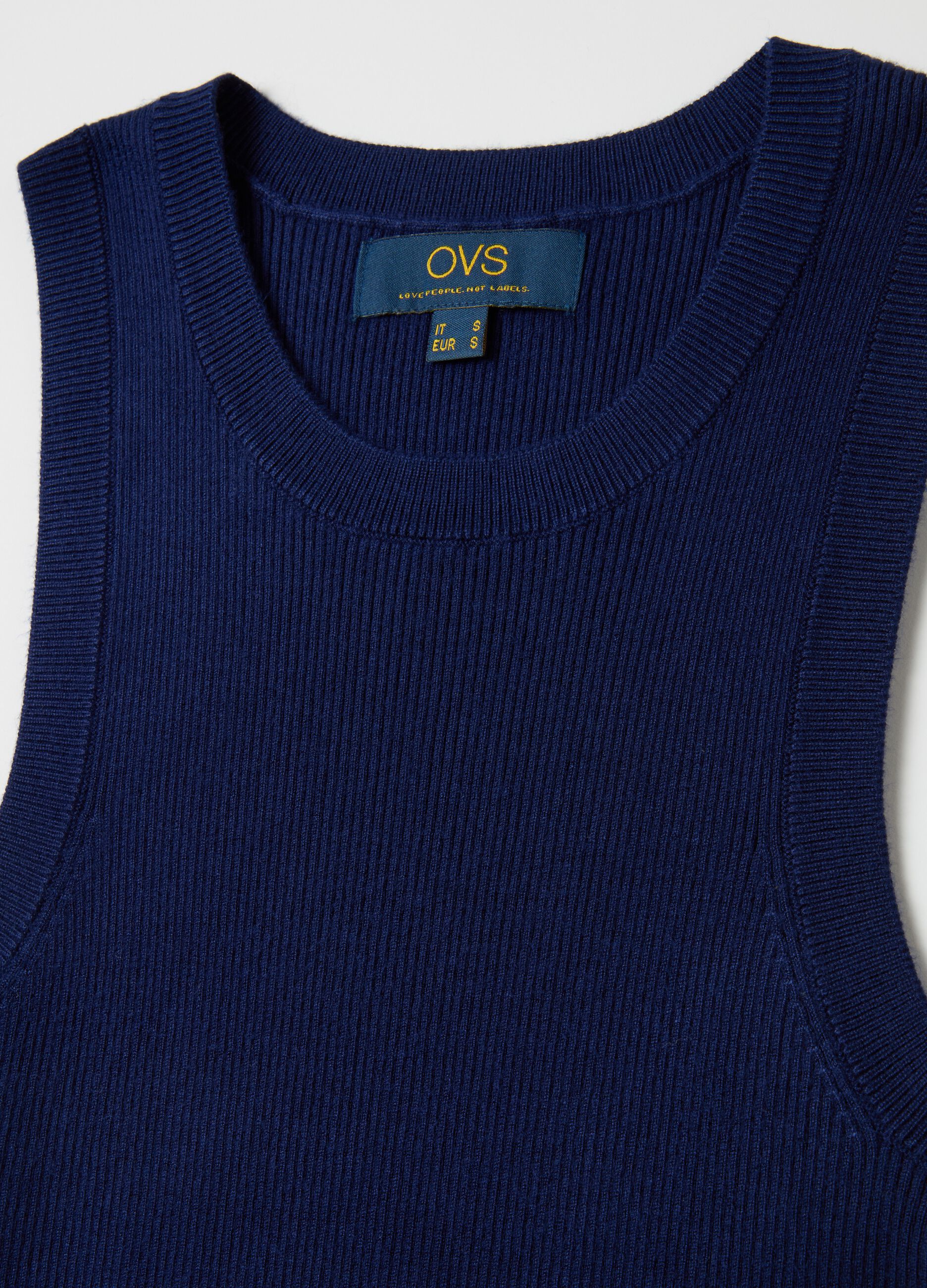 Ribbed tank top with halter neck