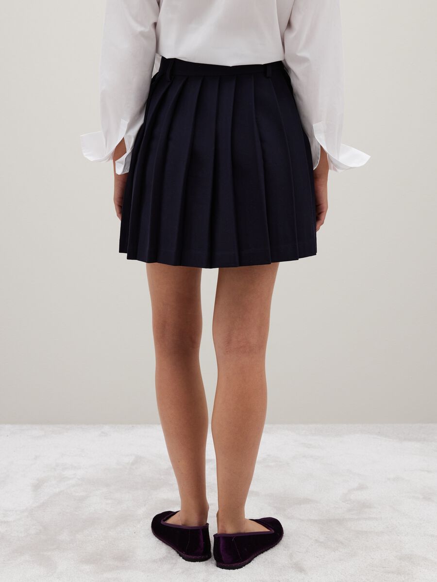 Blue stretch fabric skirt with regular fit_2