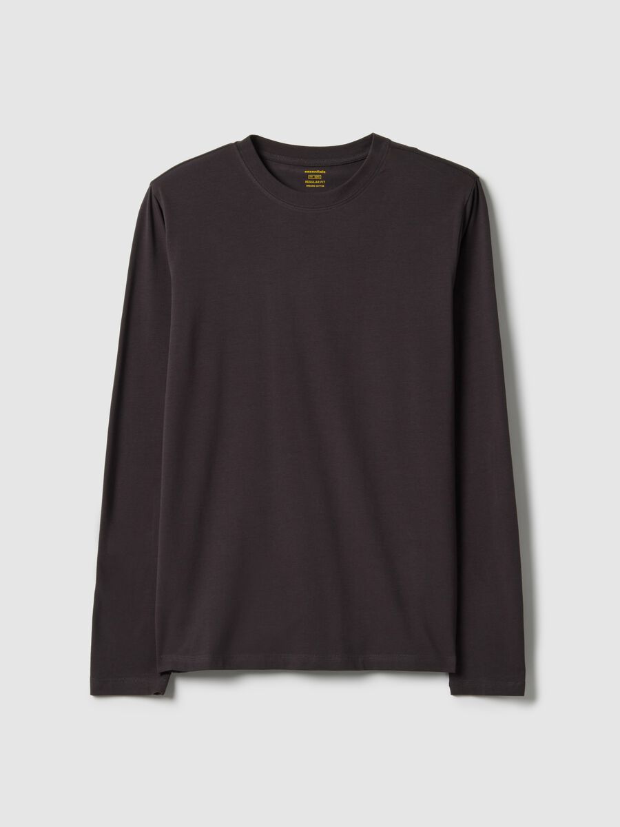 Brown long-sleeve T-shirt in stretchy cotton regular fit_4