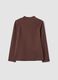 Brown organic cotton T-shirt with high neck_1