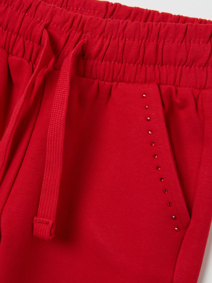 Girls' Red Stretch Cotton Trousers, Regular Fit_2