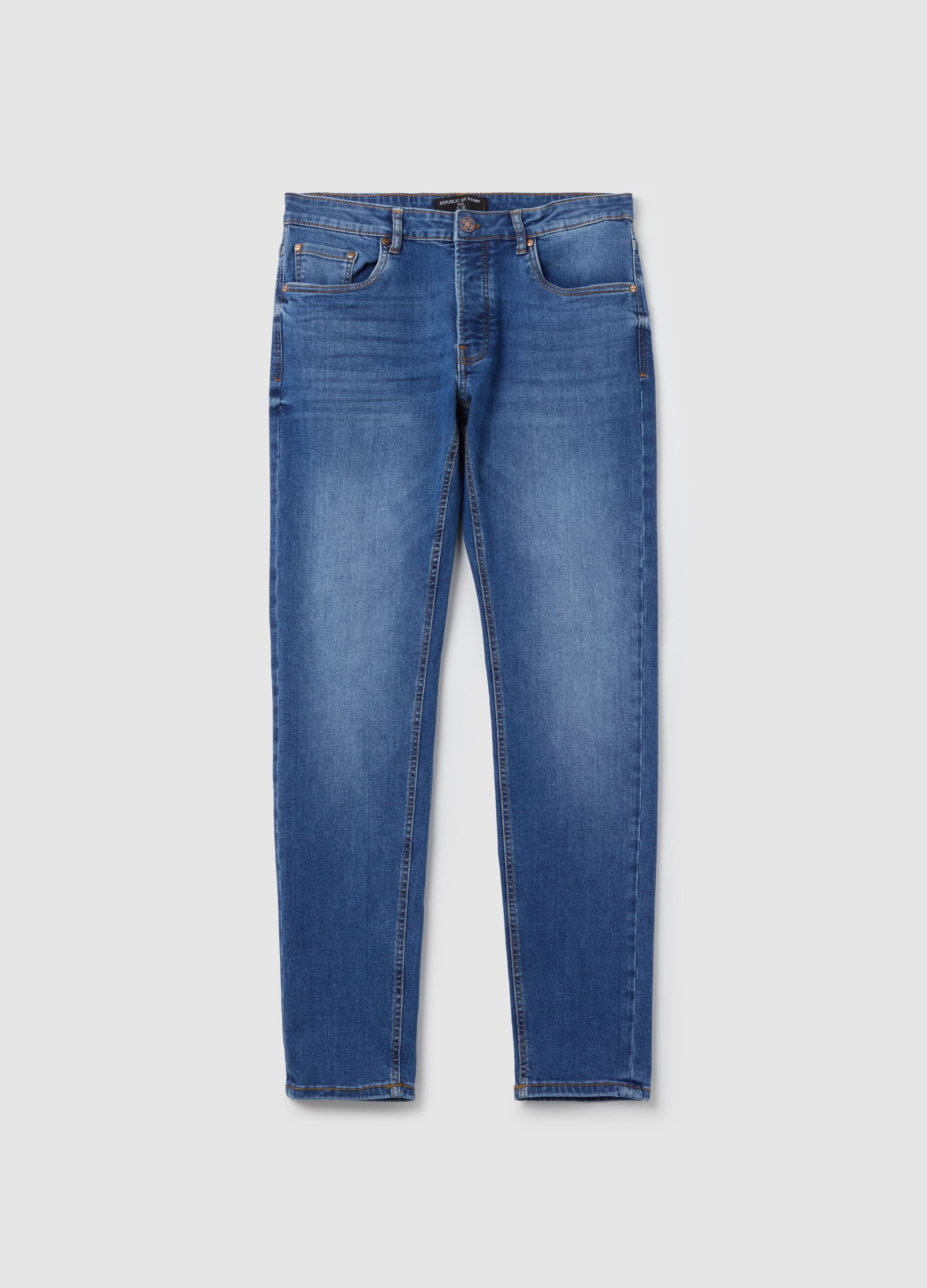 Slim-fit jeans with fading