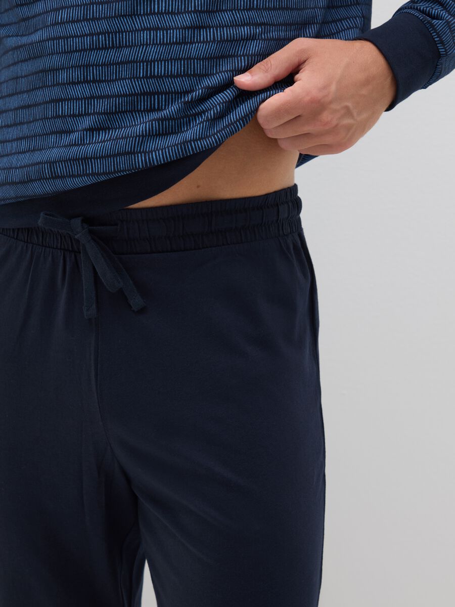 Regular Fit Blue Pure Cotton Pyjamas_3