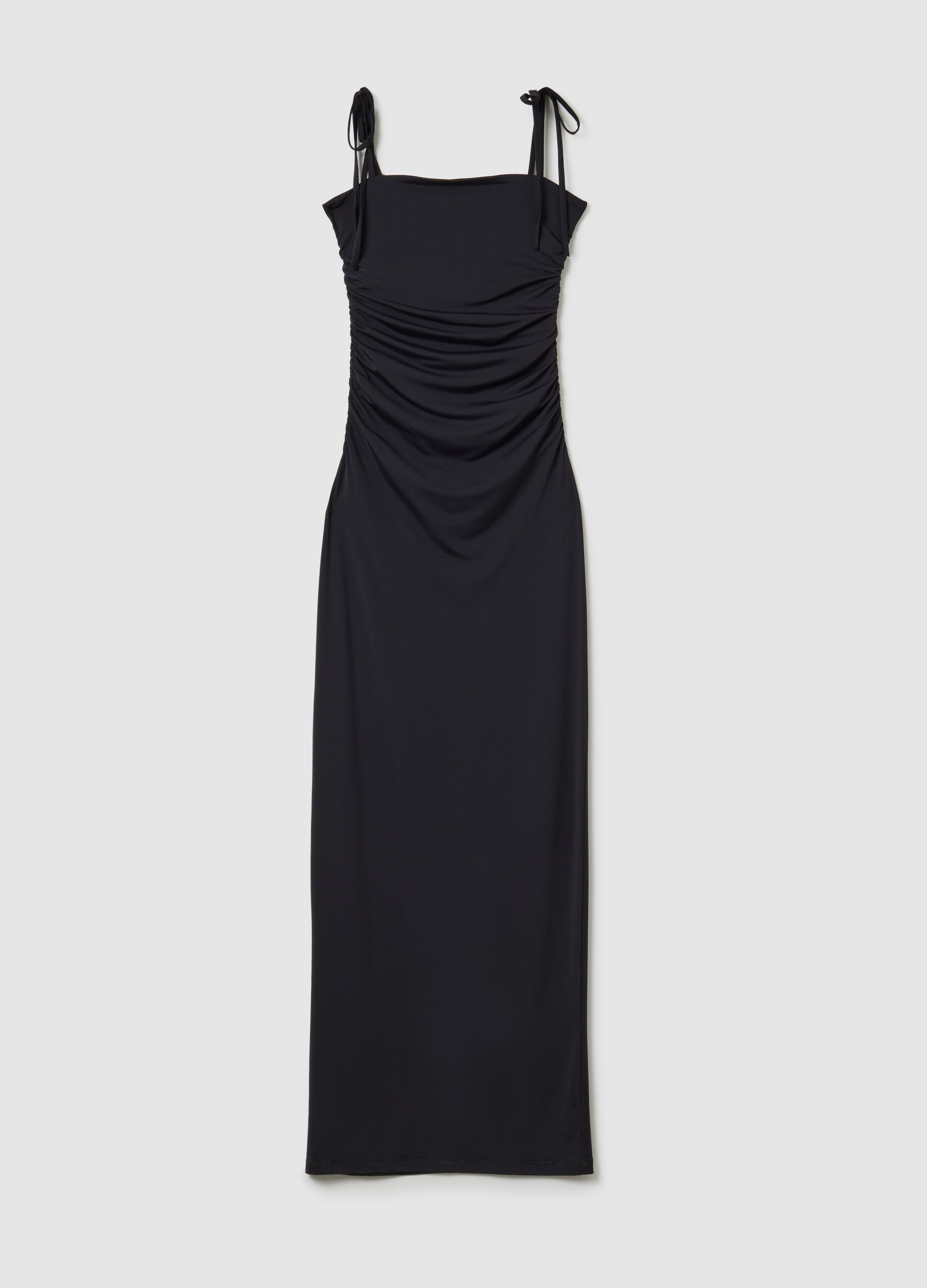 Ruched Black Long Dress