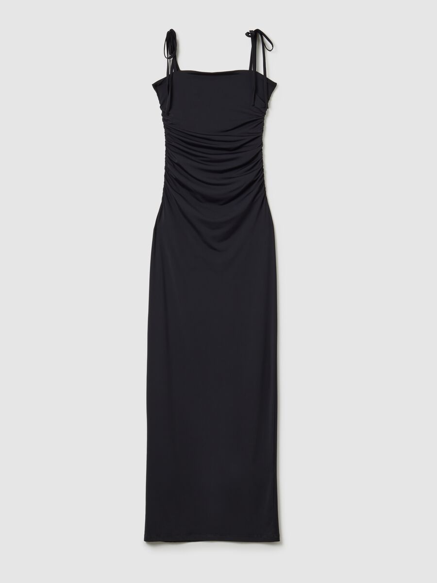 Ruched Black Long Dress_4