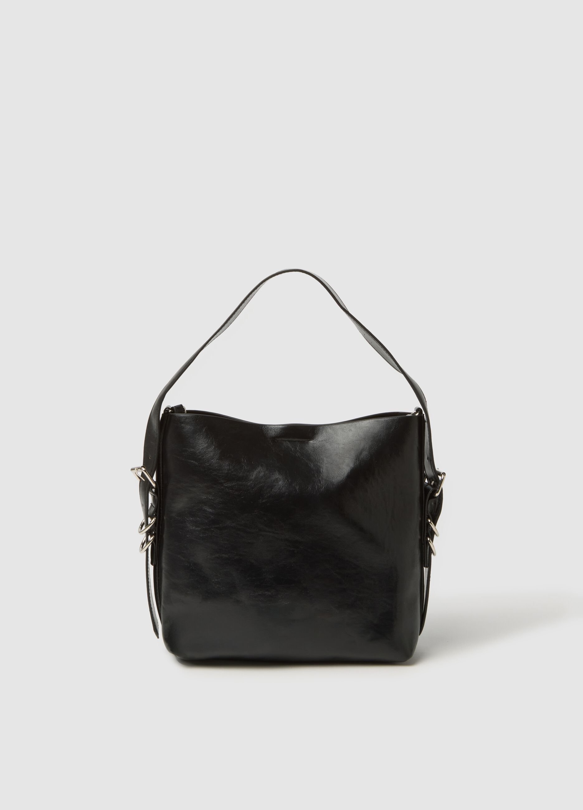 Black Shopper Bag with Buckle