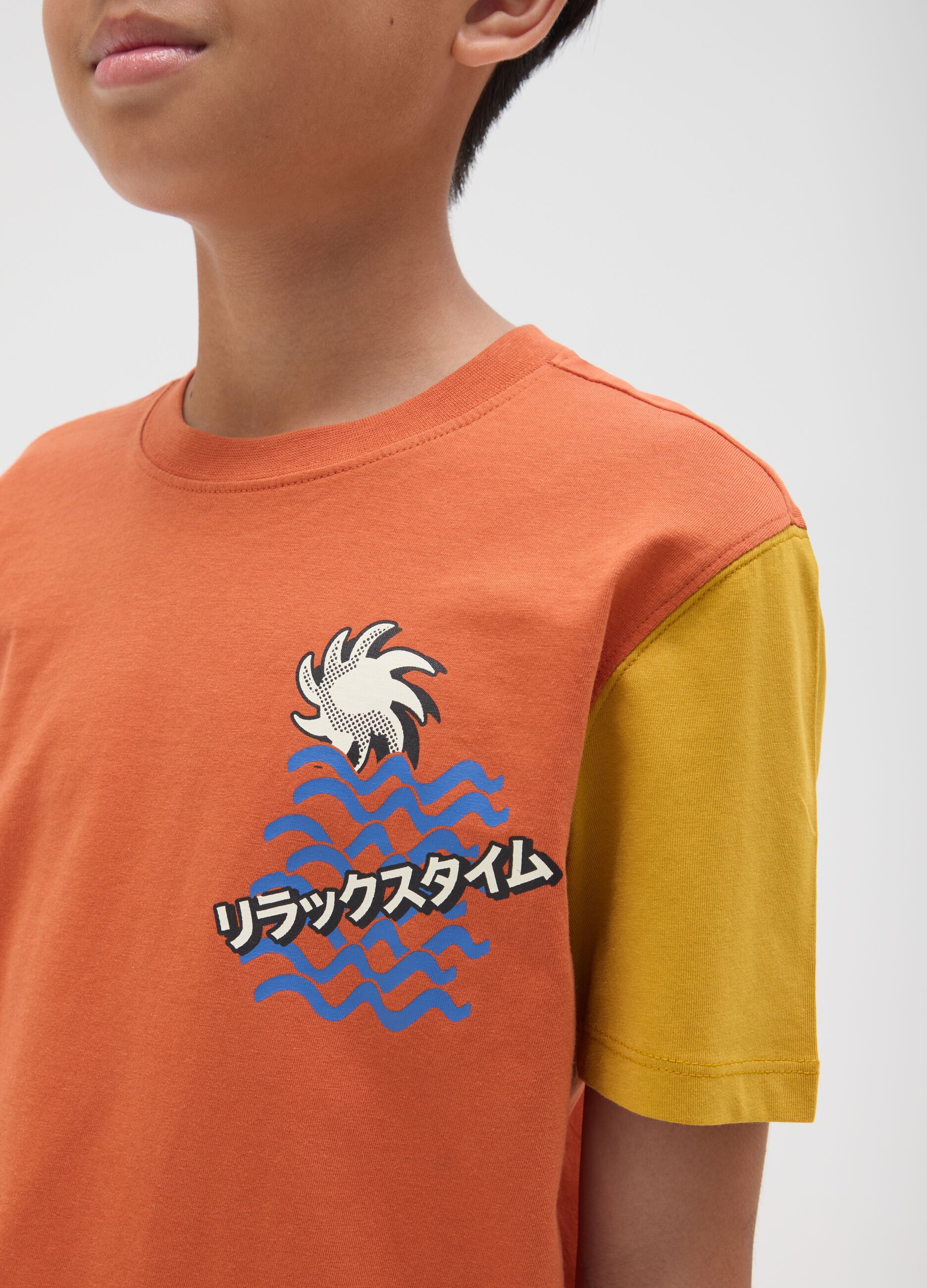 Boy's multicolour pure cotton regular fit T-shirt