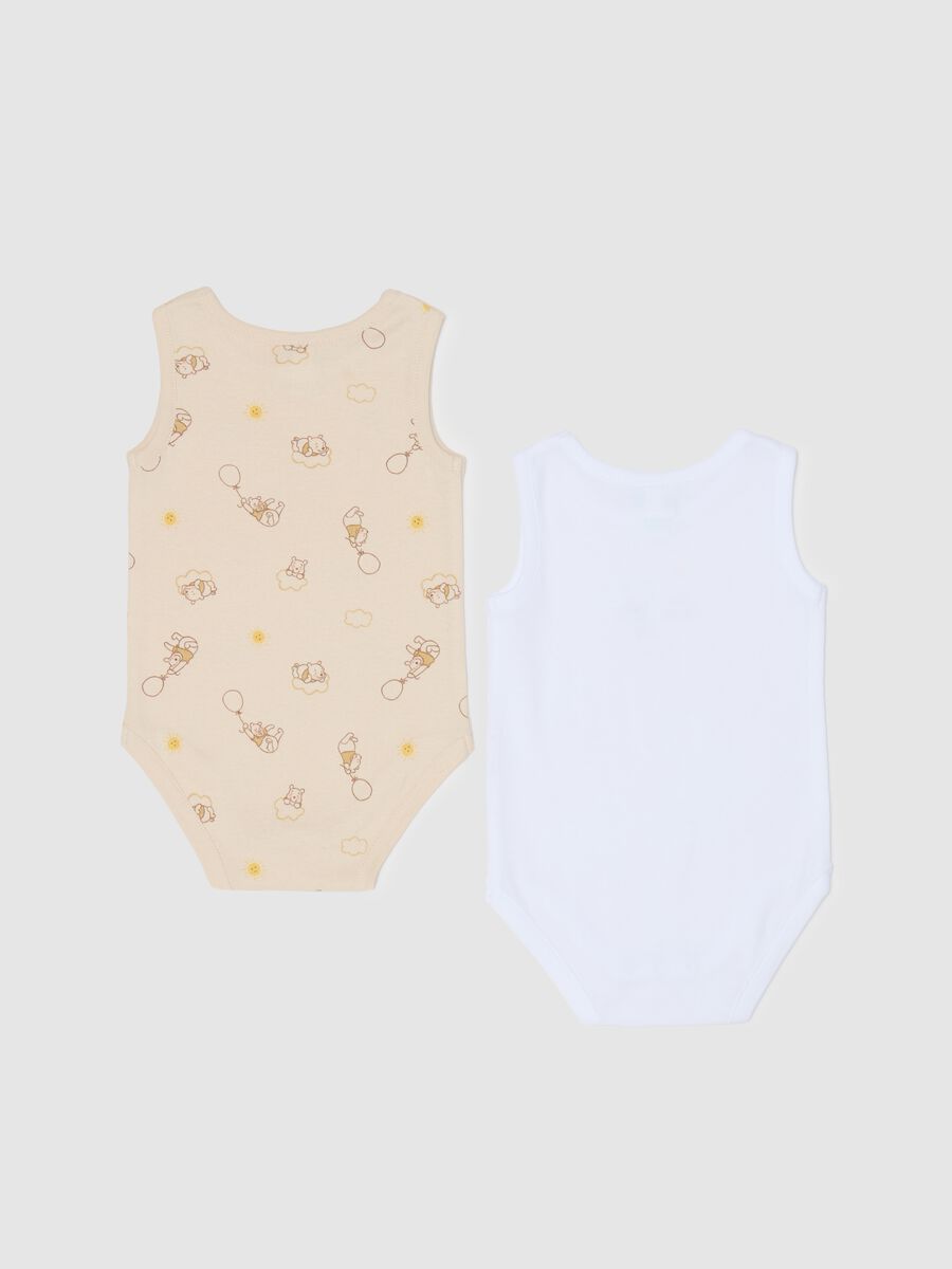 Two-pack sleeveless bodysuits in cotton with Winnie the Pooh print_1