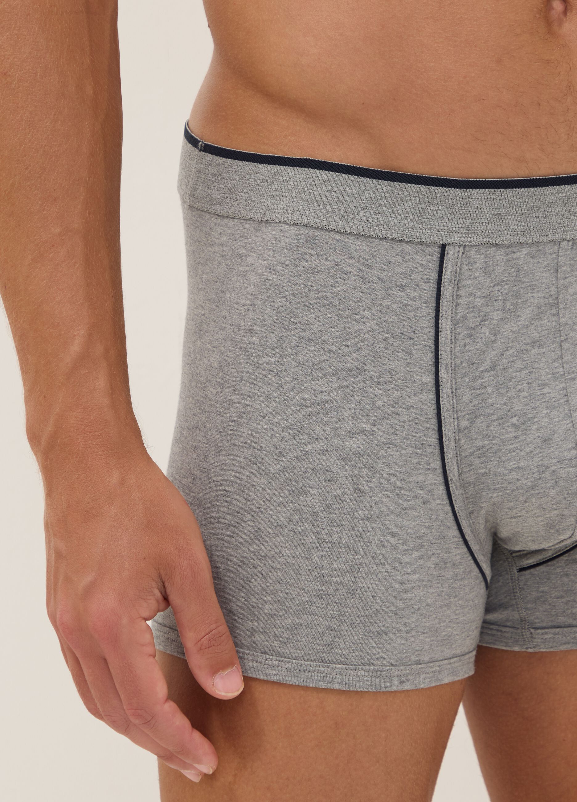 2-pack of grey Supima stretch cotton boxer briefs