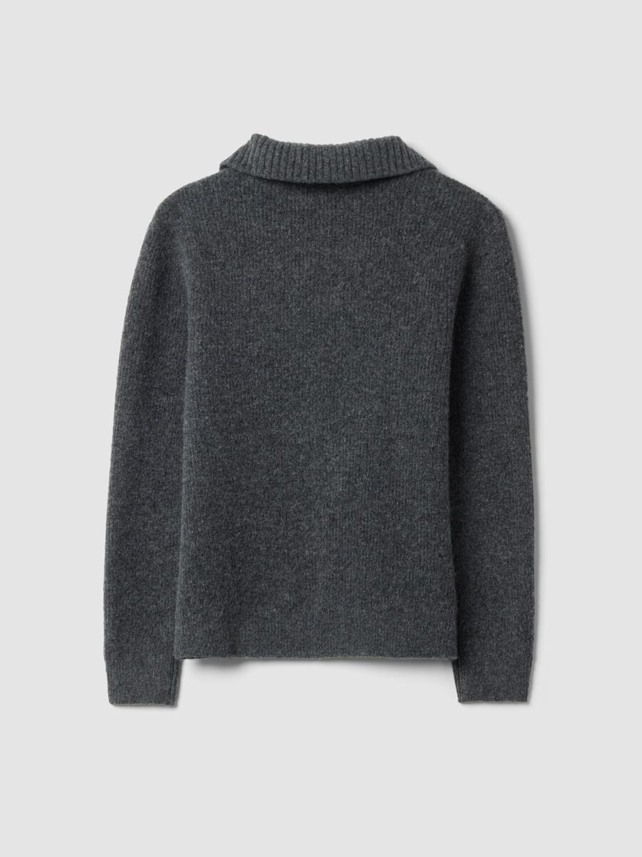Half zip grigia in lana elasticizzata regular fit_2