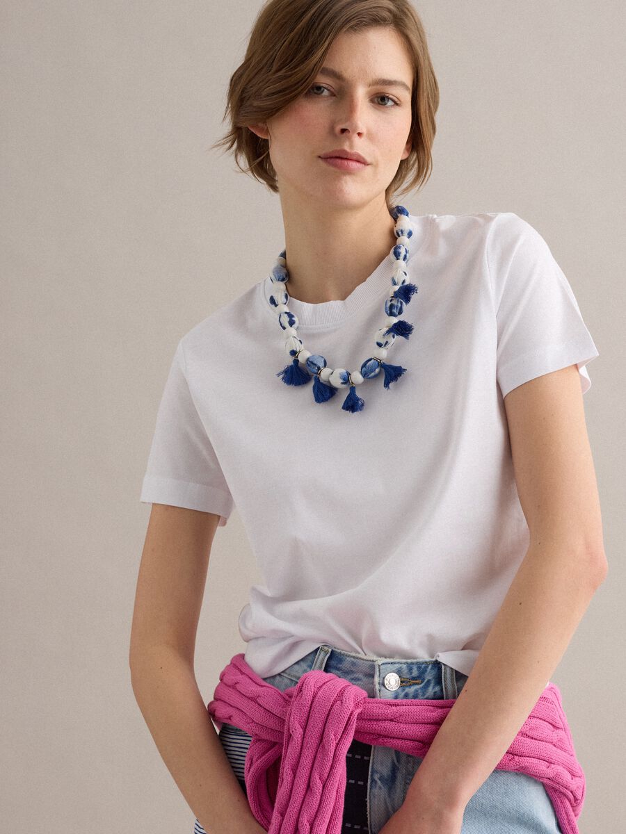 T-shirt bianca in puro cotone supima a maniche corte regular fit_0