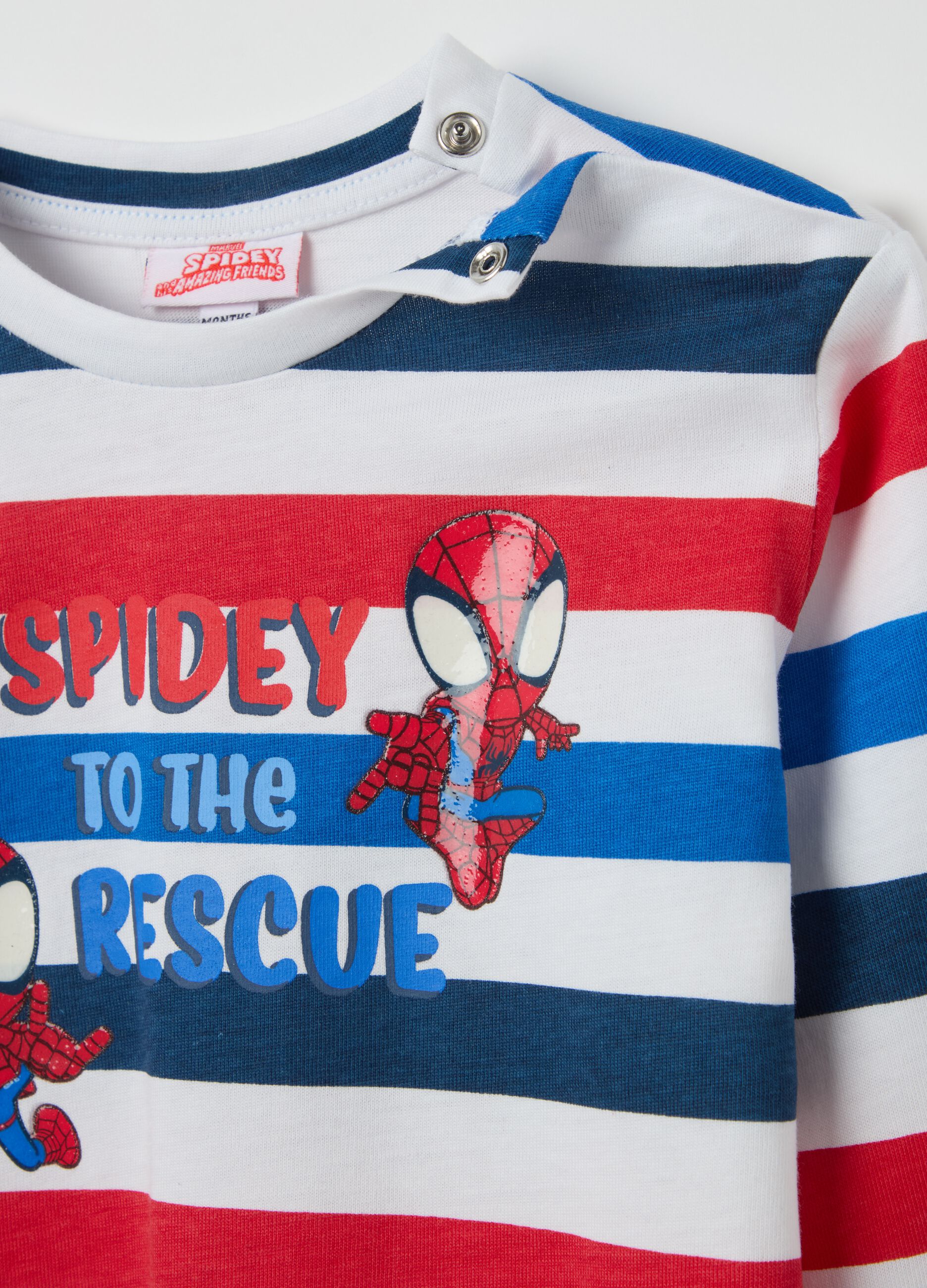 T-shirt maniche lunghe a righe stampa Spidey 