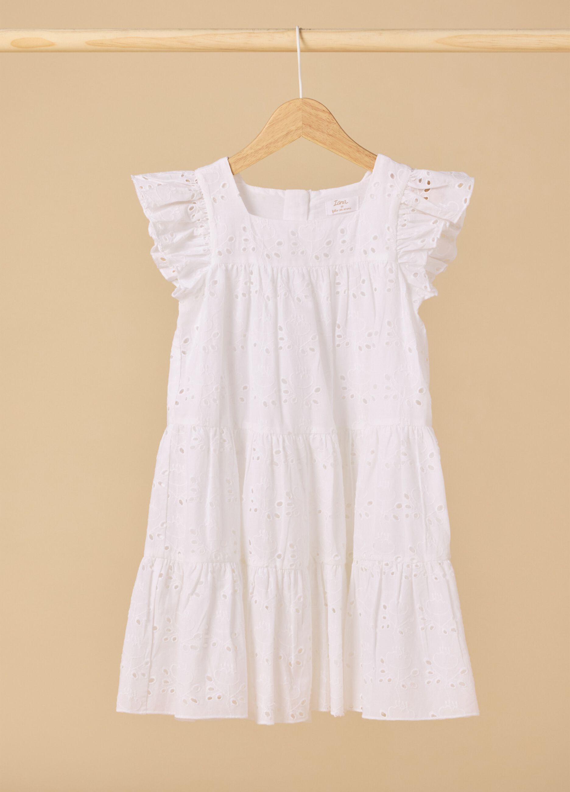 Broderie anglaise cotton flounced dress