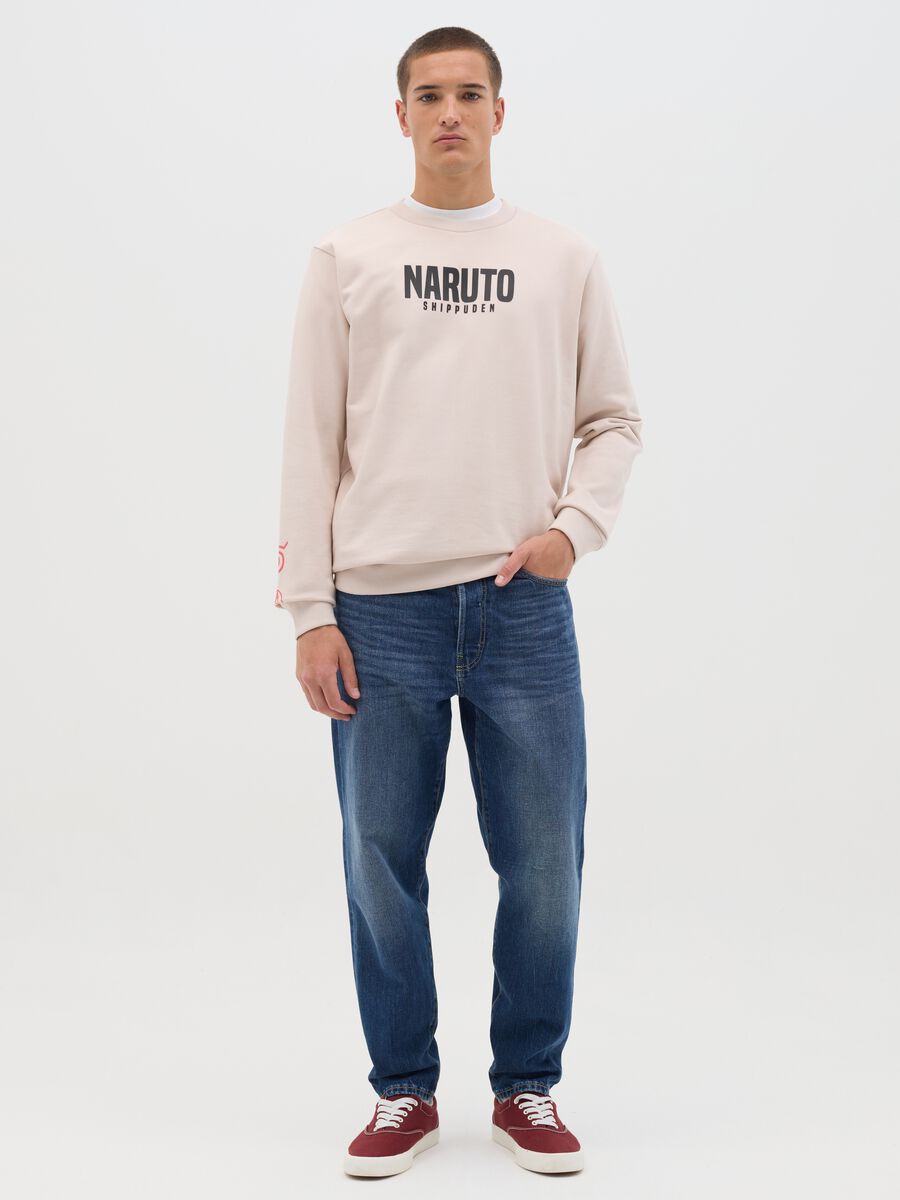 Beige Long Sleeve Manga Shirt with Naruto Shippuden Logo_1