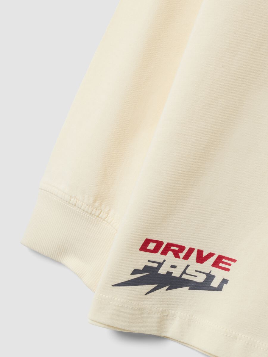 White pure cotton crew-neck T-shirt with Top Speed print_3