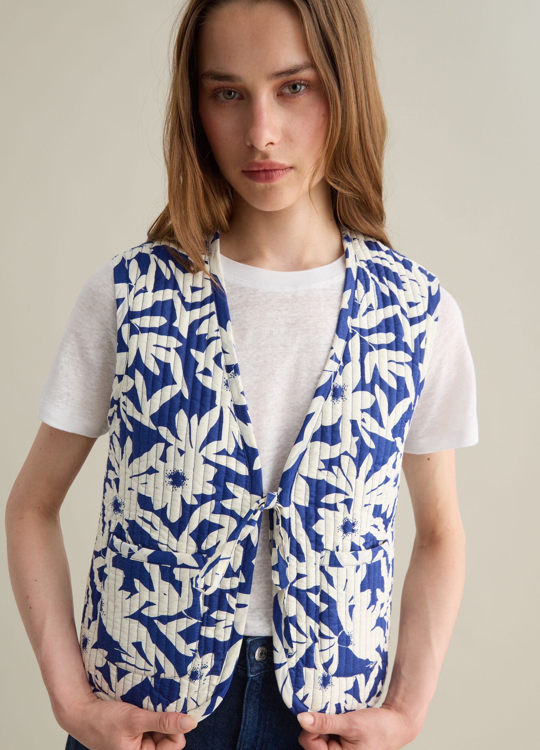 Gilet da donna in puro cotone multicolor 