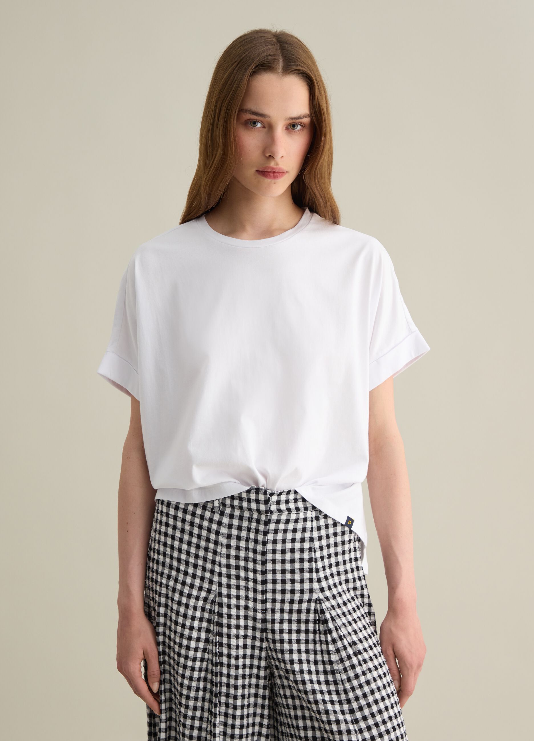 T-shirt da donna in puro cotone bianca regular fit