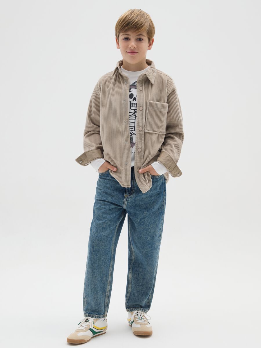 Jeans baggy da ragazzo in puro cotone denim_0