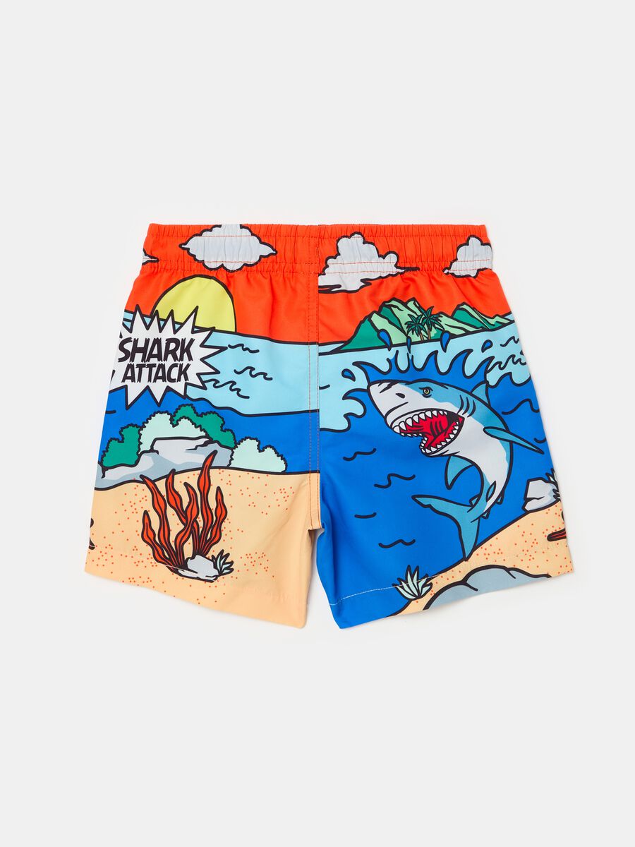 Swimming trunks with shark pattern_1