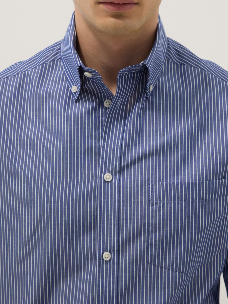 Multi-coloured striped cotton blend shirt, regular fit_2