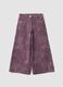 Pantaloni viola wide leg in puro cotone con fantasia animalier per bambina_0