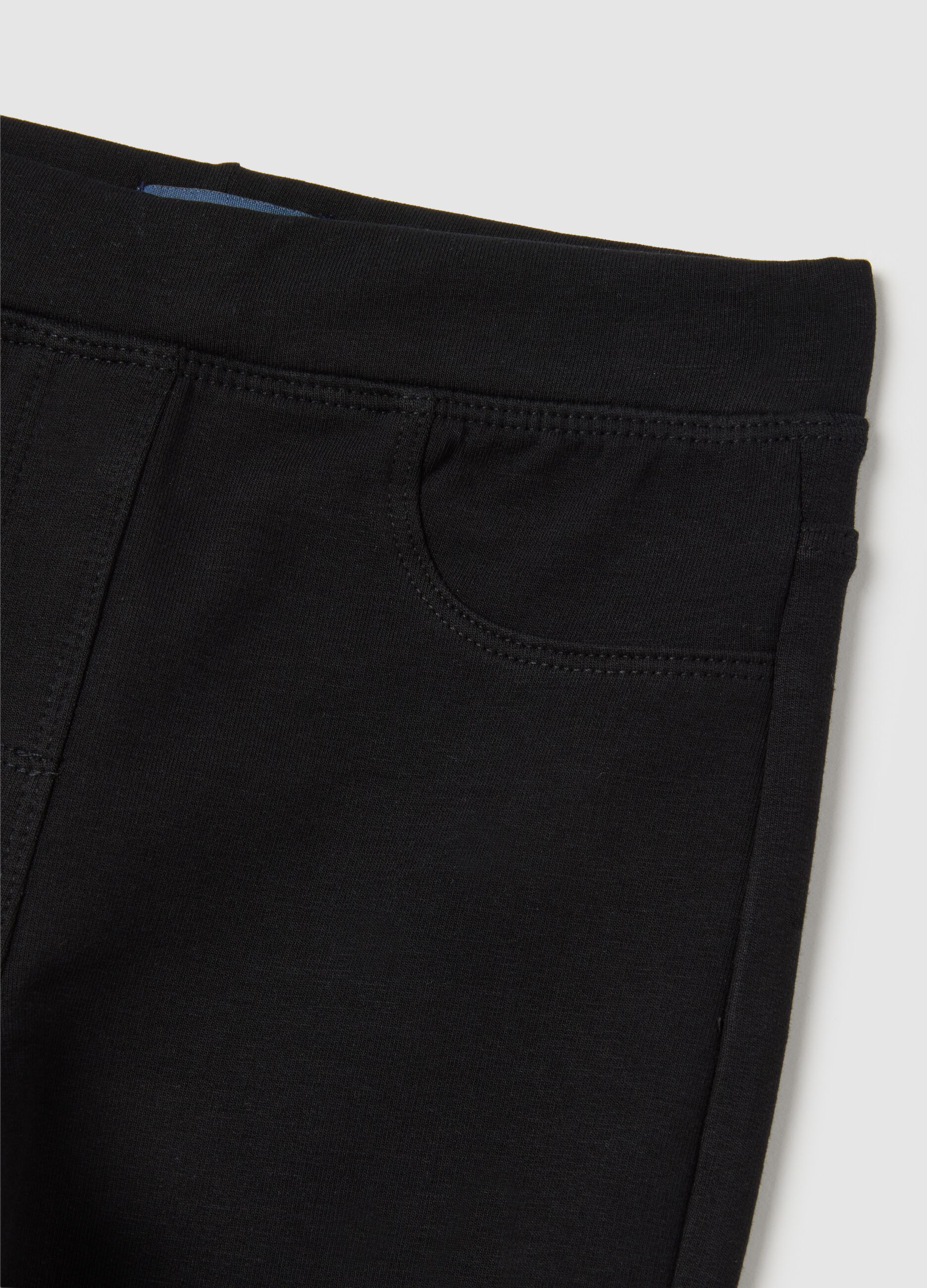 Leggings da bambina in cotone elasticizzato nero slim fit