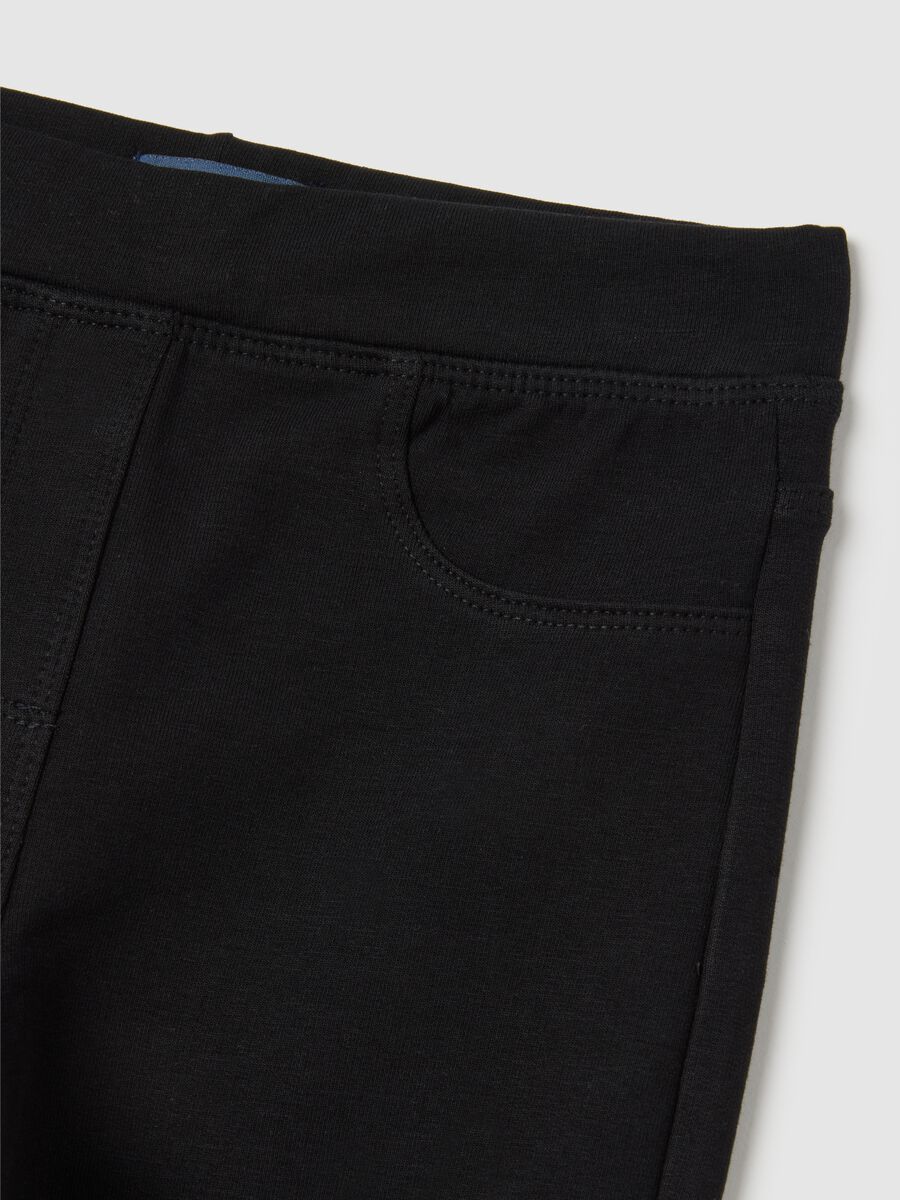 Girls' black stretch cotton slim fit leggings_2