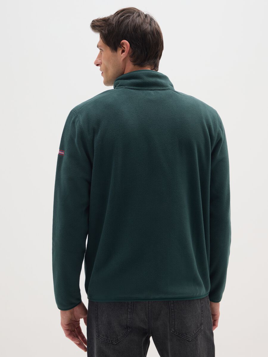 Green regular fit fleece sweatshirt with zip_2