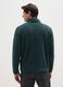 Green regular fit fleece sweatshirt with zip_2
