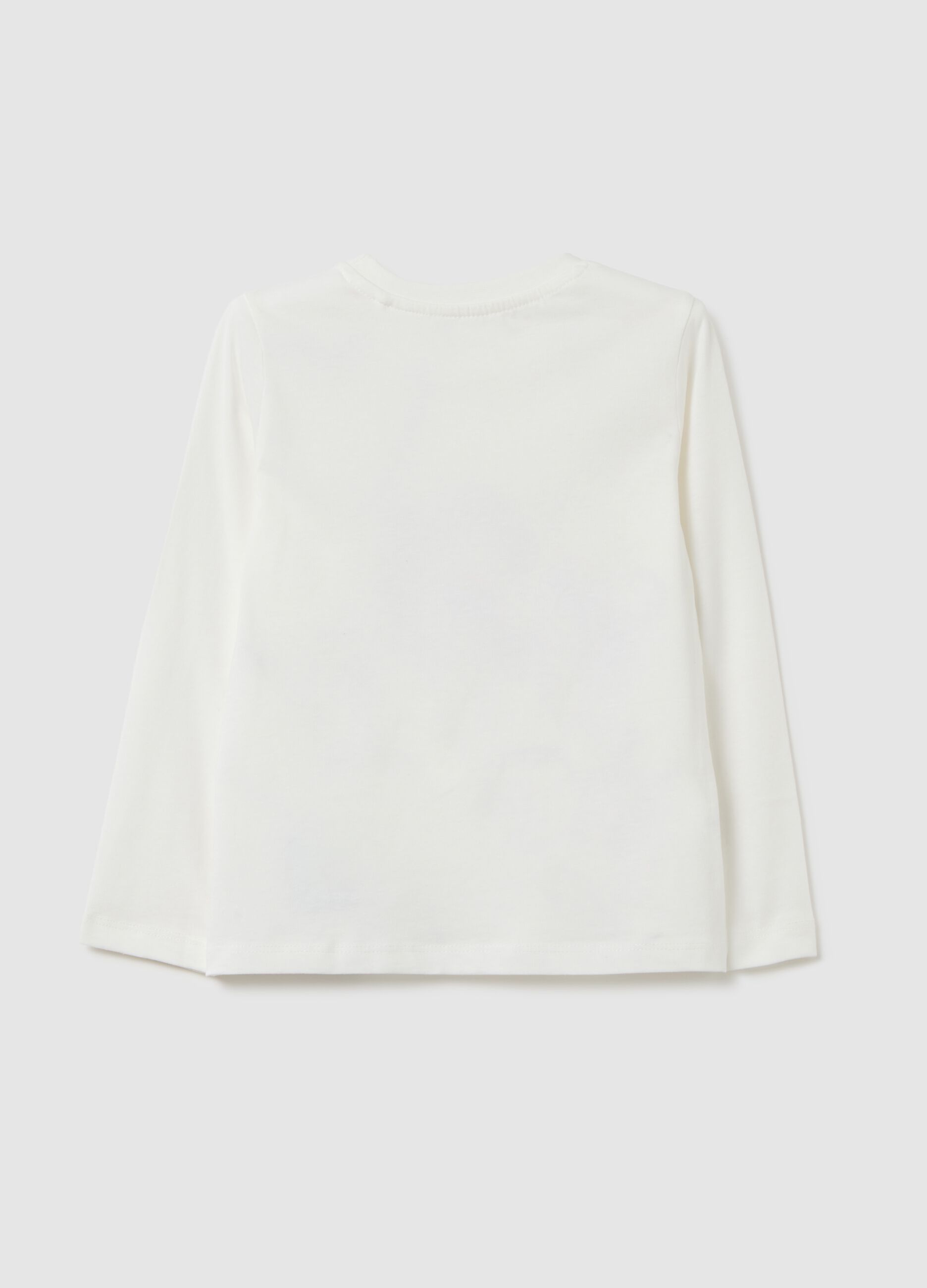 Girls' pure white cotton regular fit top with hearts